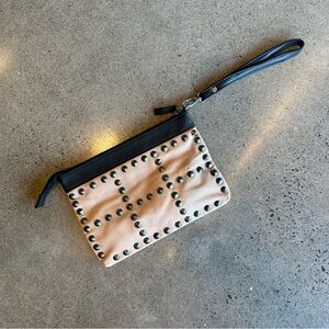 Studded Tan and Black Wristlet